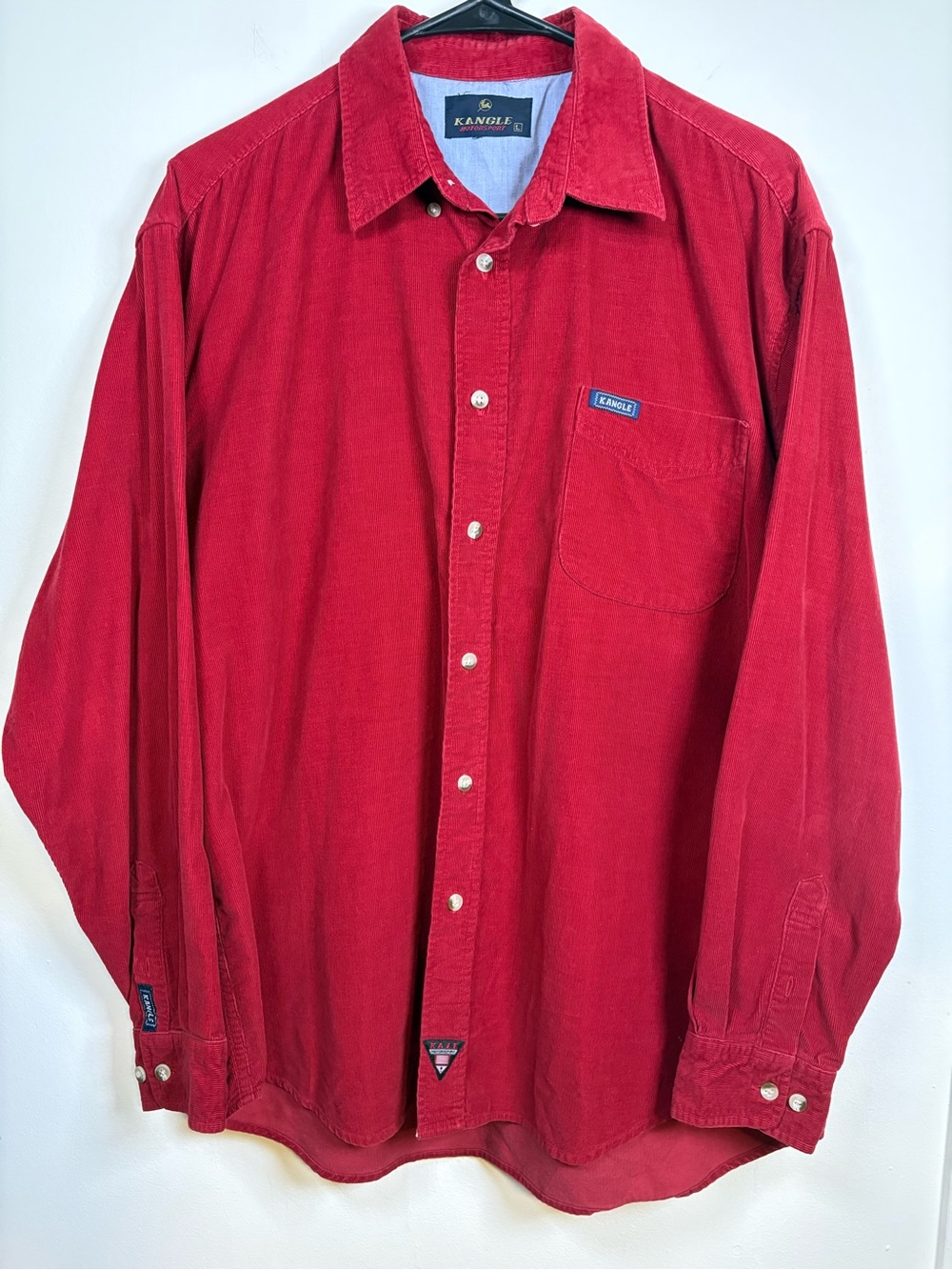 Red Corduroy Long-Sleeve Button-Down Shirt